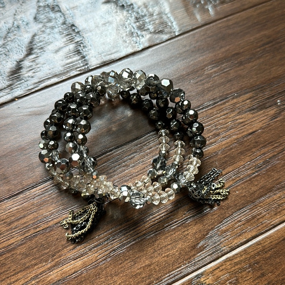 Wire beaded wrap around bracelet